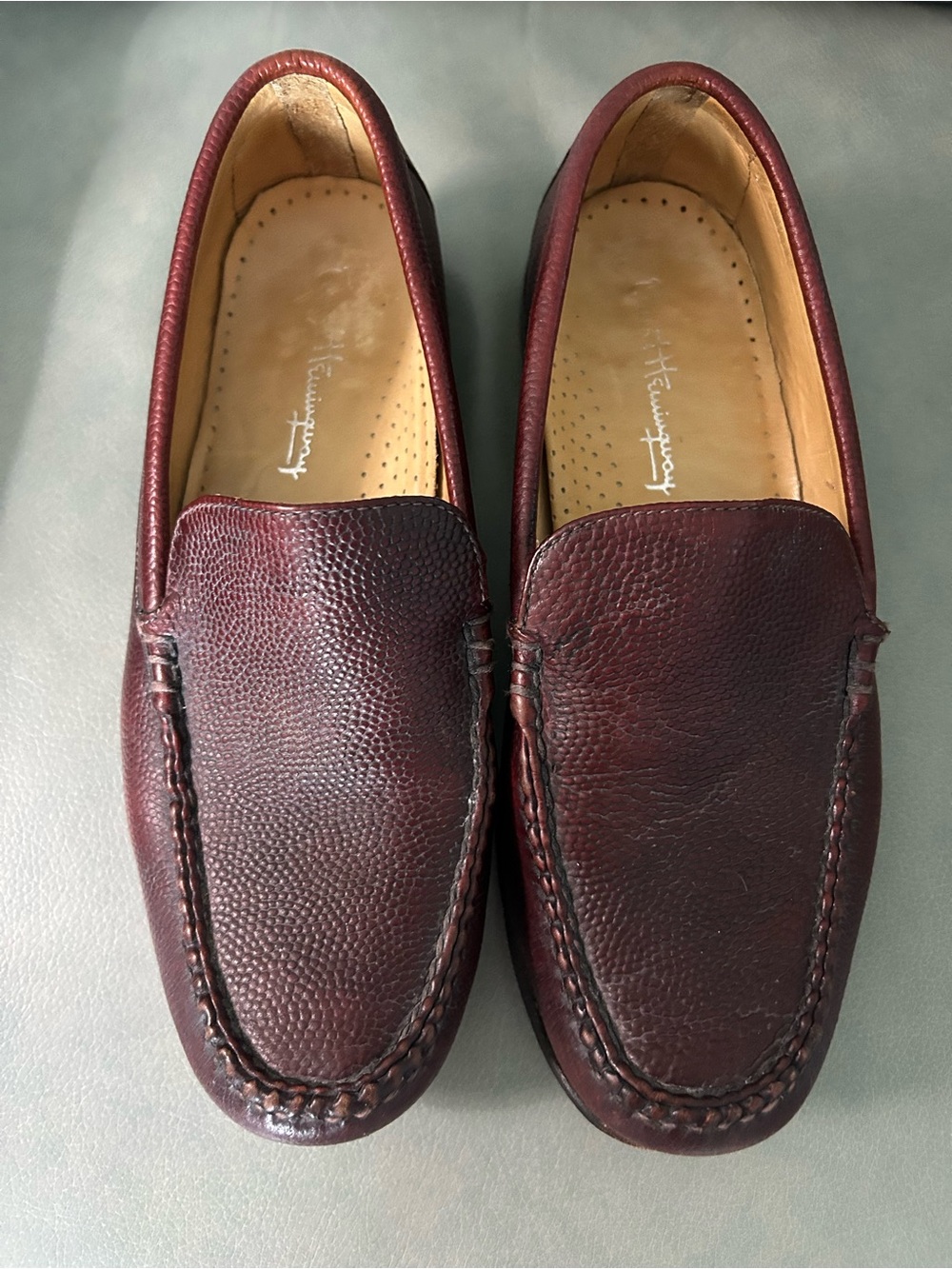Ernest Hemingway Men's Leather Slip-On Loafers in Burgundy